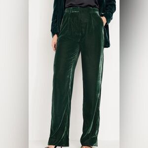 NWOT Old Navy Women’s Velvet Taylor Wide Leg Trouser Pant Dark Green - Size XL